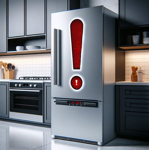 Punto esclamativo rosso simboli display frigo beko
